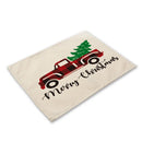 GobekUsa Christmas Linen Dining Table Mats - Festive Home Decor with Santa Claus Print