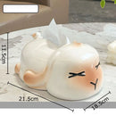 GobekUsa Cartoon Ginger Cat Ceramic Tissue Box - Creative Desk Decoration & Paper Towel Case