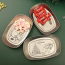 GobekUsa Christmas Fruit Tray Santa Claus Snowman Print Decorative Plate