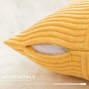GobekUsa Corduroy Striped Patchwork Throw Pillow Covers Set, Farmhouse Style Yellow Classic Pillowcases
