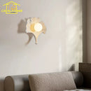 GobekUsa Ginkgo Biloba Resin Wall Lamp LED Art Decor for Bedroom & Living Room