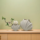 "GobekUsa Ceramic Clam Shell Vase for Home Decor and Terrarium Arrangements"