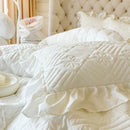 GobekUsa Korean Princess Style Quilted Bedding Set with Lace Ruffles 200x230cm