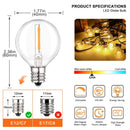 GobekUsa 25PCS G40 LED String Lights Bulb E12 Screw Warm White 2200K Amber Glass
