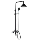 GobekUsa 8" Black Rain Shower Head Set with Hand Spray and Mixer Faucet