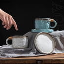 GobekUsa Coarse Pottery Cup & Saucer Set - Classical Mugs for Dining Table or Coffee
