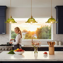 Nordic Green Glass Pendant Light With Brass Accents
