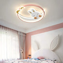 GobekUsa Kids Crescent Moon Rabbit Ceiling Chandelier LED Bedroom Light