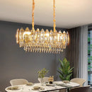 GobekUsa Gold Amber Crystal Chandelier Lights Modern Room Decor Hanging Lamp