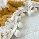 GobekUsa Jacquard Fluffy Ball Lace Blanket | Double Sided Fluff Warm Sofa Cover
