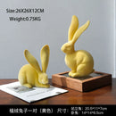 GobekUsa Abstract Rabbit Figurines: Flocking Bunny Resin Art Decor Ornaments