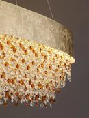 GobekUsa Crystal Chandelier: Modern Circular Design for Living Room, Lobby, Kitchen Island.