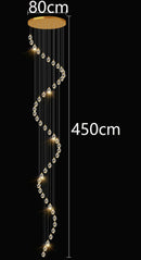 GobekUsa Crystal Chandelier Stair Pendant Light Modern Living Room Interior Lighting