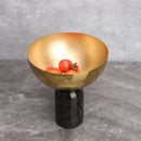 GobekUsa Golden Fruit Bowl Metal Handicraft with Marble Base Storage Container Tray