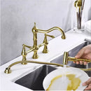 GobekUsa Gold Kitchen Faucet with Hand Shower and Pot Filler Tap