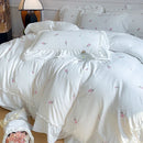 GobekUsa Korean Princess Rose Flowers Lace Ruffles Bedding Set - Soft Cotton Duvet Cover