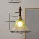GobekUsa LED Wood Walnut & Green Glass Pendant Light - Nordic Modern Style