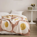 GobekUsa Cute Poached Egg Blanket Throw - Kawaii Fried Egg Pattern Cozy Knit Blanket for Living Room and Bedroom