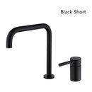 GobekUsa Black Basin Faucet: Brushed Gold Two-Hole Bathroom Sink Tap with Rotating Spout