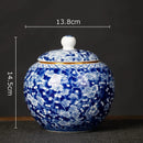 GobekUsa Blue White Porcelain Tea Canister Organizer Box Coffee Container Caddy Jar