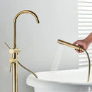 GobekUsa Brushed Gold Freestanding Bathtub Shower Mixer with Handshower