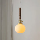 GobekUsa Ceramic Walnut Copper LED Pendant Light Chandelier for Bedroom Living Room