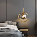 GobekUsa Golden Ring Glass Ball Pendant Light for Kitchen Dining Room & Bedside
