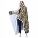 GobekUsa Leopard Print Warm Wearable Lap Blanket - Soft Flannel Shawl Blanket