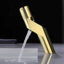 GobekUsa Gold Basin Faucet: Single Handle Push-Button Mixer Tap for Bathroom, Brass Material