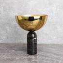 GobekUsa Golden Fruit Bowl Metal Handicraft with Marble Base Storage Container Tray