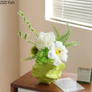 GobekUsa Green Ceramic Vase: Unique Plant Pot for Stylish Room Decor