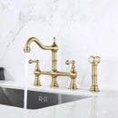 GobekUsa Gold Kitchen Faucet with Hand Shower and Pot Filler Tap