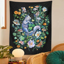 GobekUsa Botanical Floral Garden Tapestry Wall Hanging Fox Wildflower Hippie Psychedelic Home Decor