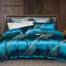 GobekUsa 1000TC Egyptian Cotton Satin Jacquard Patchwork Bedding Set - Full Queen King Size