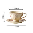 GobekUsa Lace Edge Flower Ceramic Cup & Saucer Set - Gold-plated Teacup for Dining Table