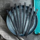 GobekUsa Japanese Style Black Alloy Chopsticks - 10 Pairs | Anti-Slip, Moisture-Proof, High Temperature Tableware