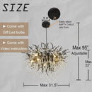 GobekUsa Crystal Chandelier: Black/Gold/Chrome Ceiling Lamp for Living Room & Dining Table