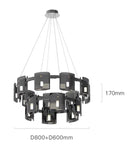 GobekUsa Elegant Smoky Glass Chandelier Ceiling Lighting for Dining Living Bedroom
