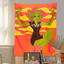 GobekUsa Cactus Girl Tapestry Wall Hanging 60s Flower Psychedelic Retro Boho Decor