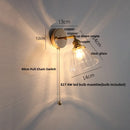 GobekUsa Glass Rotate Copper Wall Sconce | Pull Chain Switch LED Light Fixture