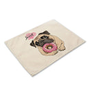 GobekUsa Cute Dog Linen Dining Mats Coasters 42*32cm Home Decor