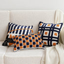 GobekUsa Boho Tufted Pillow Cover Navy Burnt Orange 45x45cm Square for Home Decoration