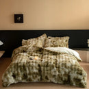GobekUsa Luxe Faux Fur & Velvet Patchwork Bedding Set - Duvet, Sheet & Pillowcases