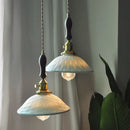 GobekUsa Copper Ceramic LED Pendant Lights Walnut Wood Hang Lamp