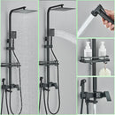 GobekUsa Black Brass Shower Faucet Set with Rotatable Tub Spout and Rain Shower Column