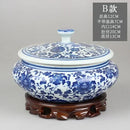 GobekUsa Blue Flower Ceramic Tea Caddy Jar - Living Room Decor or Home Ornament