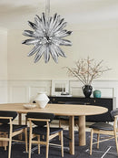 GobekUsa LED Large Globe Chandelier with Glass Lampshades - Chrome or Gold Hardware