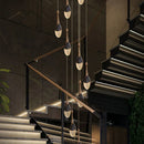GobekUsa Gold LED Staircase Chandelier | Luxury Large Living Room Pendant Lamp