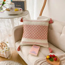 GobekUsa Geometric Tufted Tassel Pillow Cover - Handcrafted Boho Chic Cushion Cover