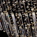 GobekUsa Crystal Column Chandelier: Modern Square Base Hanging Lamp for Living Room, Stair Loft